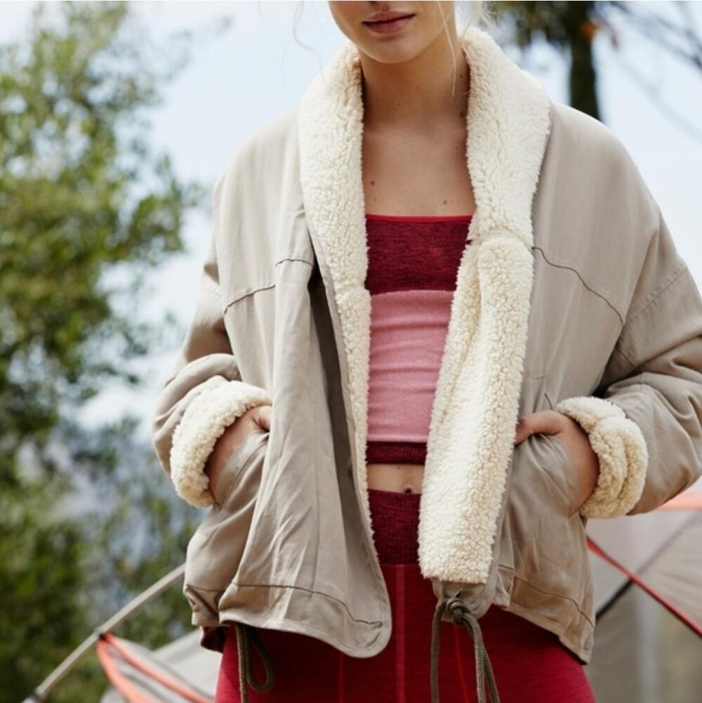 Free People Mix It Up Reversible Oversized Sherpa Jacket Sz S